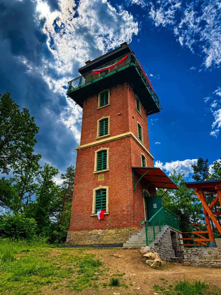 The restored brick Kaiser Friedrich lookout tower on Sołtysia Hill